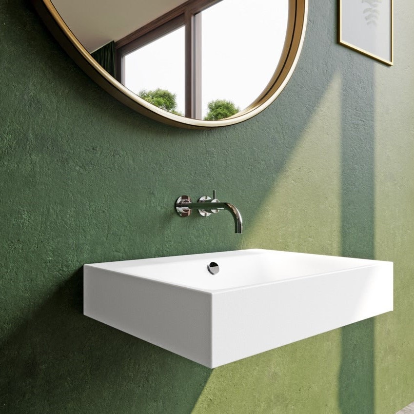 Immagine di Kaldewei SILENIO lavabo da parete L.60 P.46 cm, senza foro, con troppopieno, colore bianco alpino 904306003001