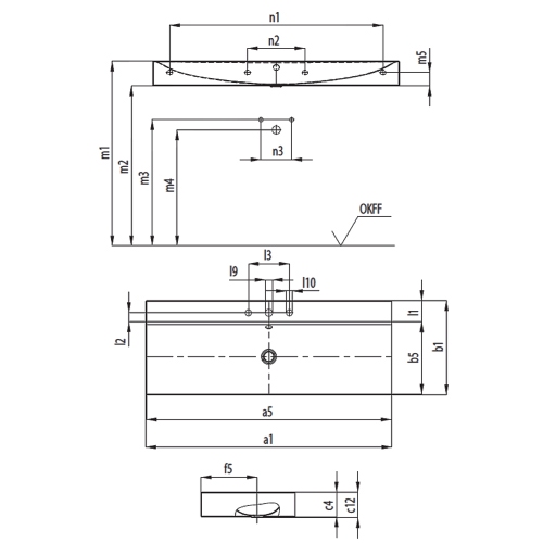 Immagine di Kaldewei SILENIO lavabo da parete L.120 P.46 cm, 3 fori, con troppopieno, colore bianco alpino 904506033001
