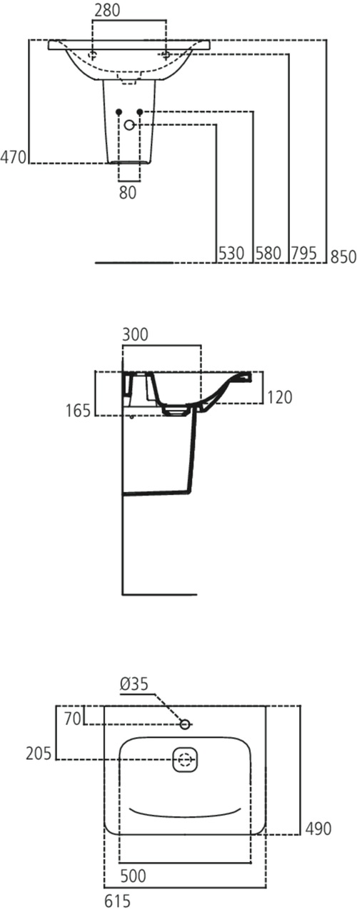 Immagine di Ideal Standard TONIC II lavabo top 60 cm monoforo, senza troppopieno, colore bianco K083701