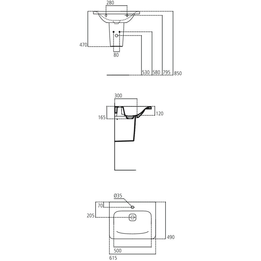 Immagine di Ideal Standard TONIC II lavabo top 60 cm monoforo, senza troppopieno, colore bianco K083701