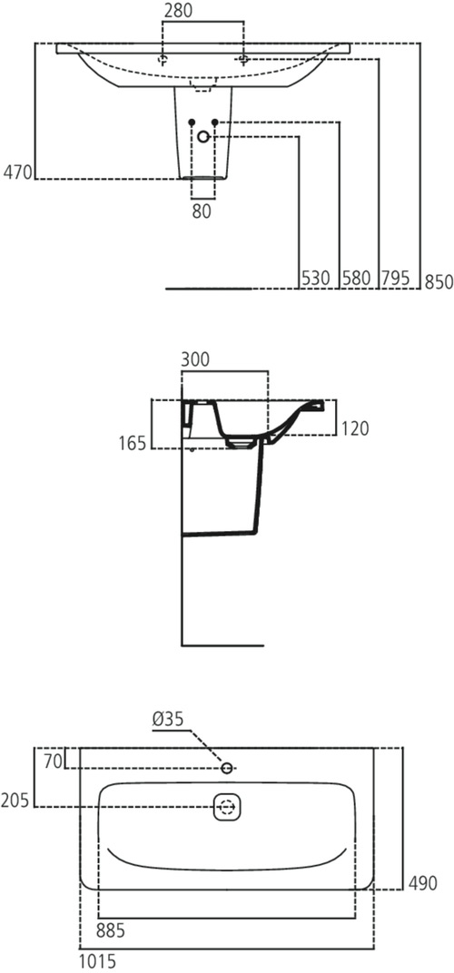 Immagine di Ideal Standard TONIC II lavabo top 100 cm monoforo, senza troppopieno, colore bianco K086201