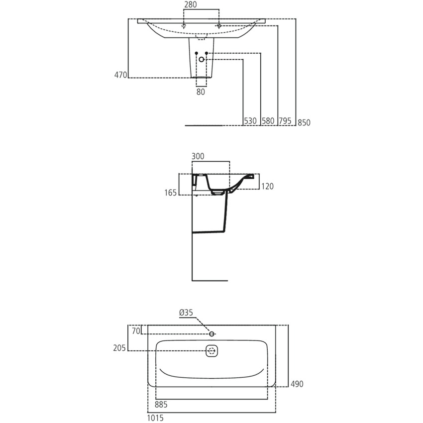 Immagine di Ideal Standard TONIC II lavabo top 100 cm monoforo, senza troppopieno, colore bianco K086201