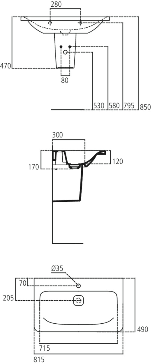 Immagine di Ideal Standard TONIC II lavabo top 80 cm monoforo, senza troppopieno, colore bianco K083901