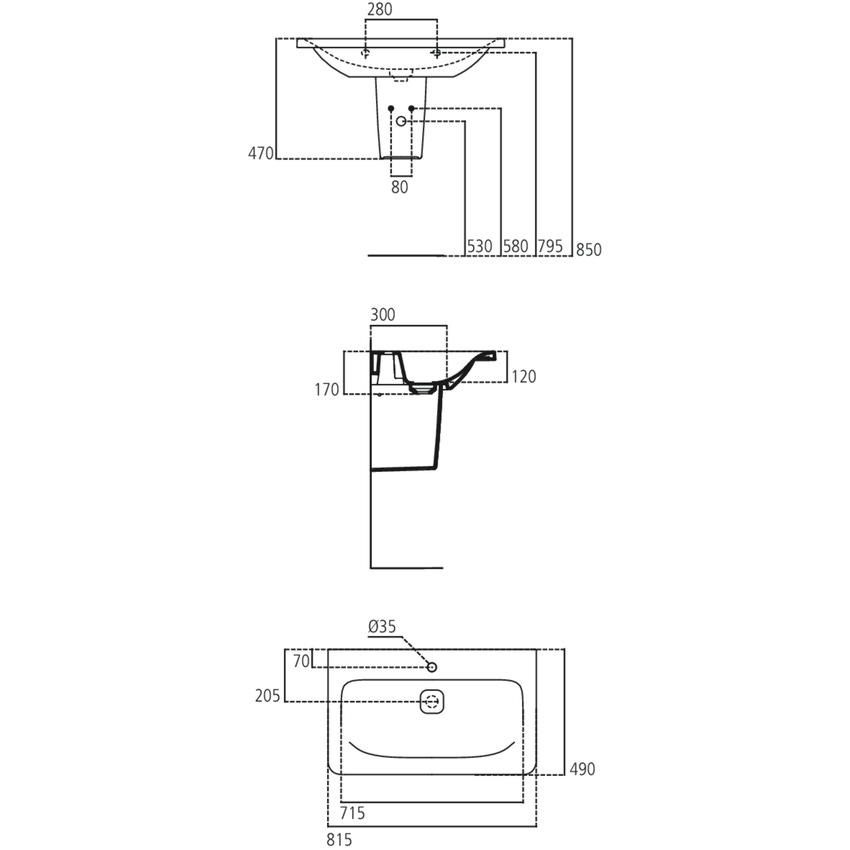 Immagine di Ideal Standard TONIC II lavabo top 80 cm monoforo, senza troppopieno, colore bianco K083901