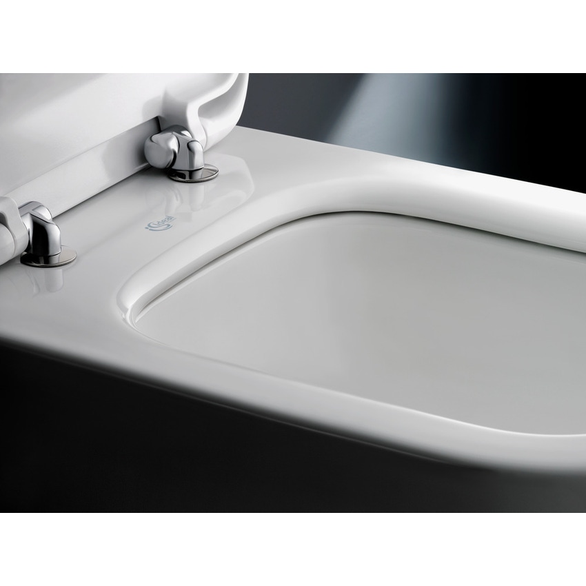 Immagine di Ideal Standard TONIC II vaso sospeso AquaBlade®, completo di sedile slim a sgancio rapido, colore bianco K316601