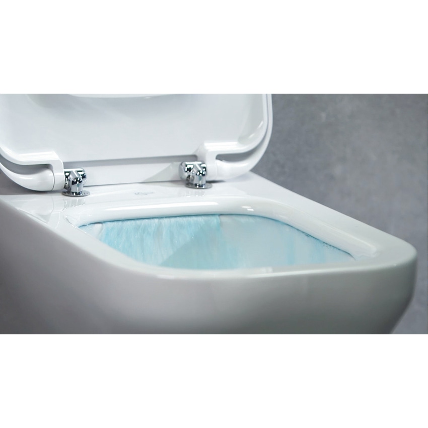 Immagine di Ideal Standard TONIC II vaso sospeso AquaBlade®, completo di sedile slim a sgancio rapido, colore bianco K316601
