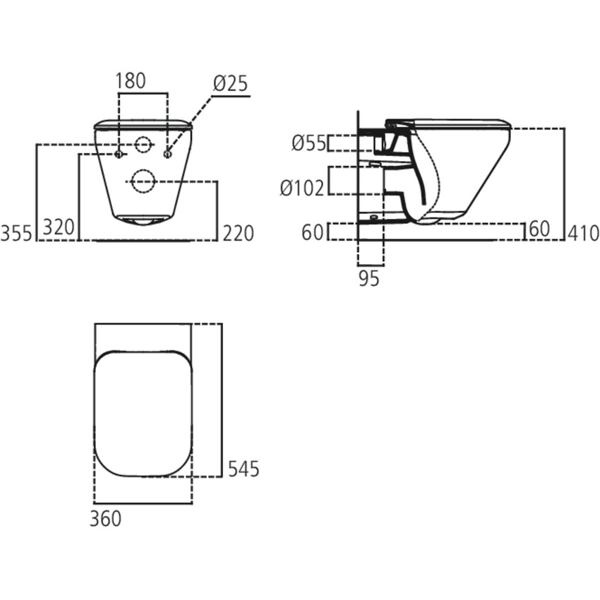 Immagine di Ideal Standard TONIC II vaso sospeso AquaBlade®, completo di sedile slim a chiusura rallentata, colore bianco K316701