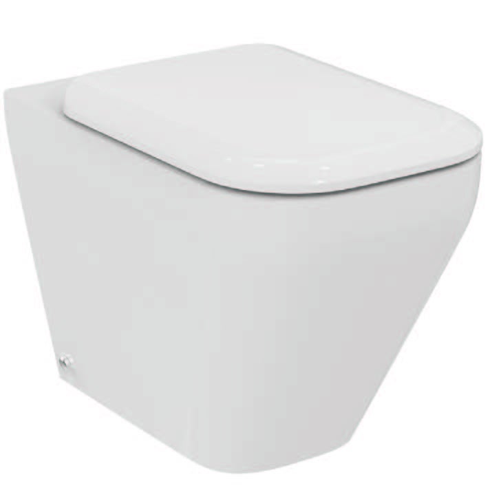 Immagine di Ideal Standard TONIC II vaso a pavimento filo parete AquaBlade®, completo di sedile slim a sgancio rapido, colore bianco K317201