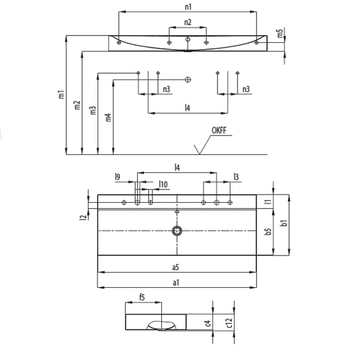 Immagine di Kaldewei SILENIO DOPPIO lavabo da parete L.120 P.46 cm, con due fori singoli, con troppopieno, colore bianco alpino 904506043001