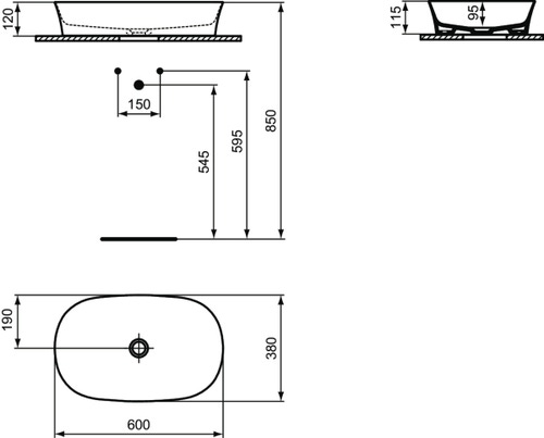 Immagine di Ideal Standard IPALYSS lavabo da appoggio 60 cm, senza troppopieno, con piletta, colore melograno finitura opaco E1396V6