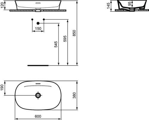 Immagine di Ideal Standard IPALYSS lavabo da appoggio 60 cm, con troppopieno, colore melograno finitura opaco E1397V6