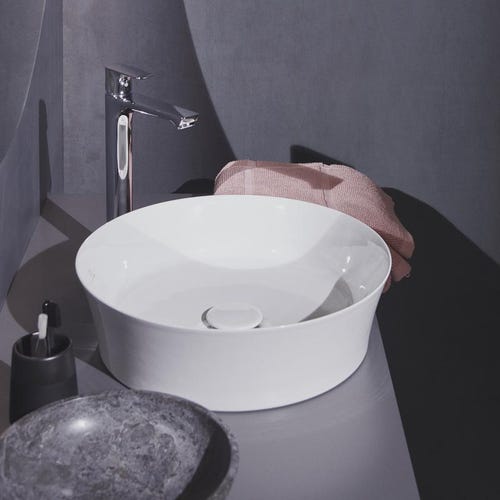 Immagine di Ideal Standard IPALYSS lavabo da appoggio 40 cm, senza troppopieno, senza piletta, colore bianco finitura lucido E139801