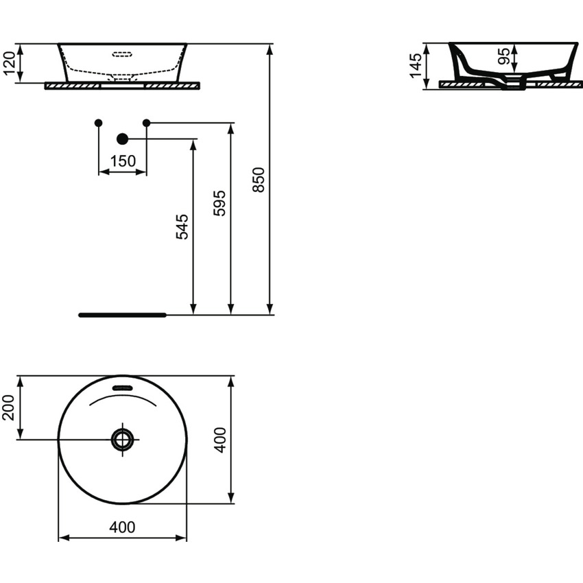 Immagine di Ideal Standard IPALYSS lavabo da appoggio 40 cm, con troppopieno, colore rosa pallido finitura opaco E1413V7