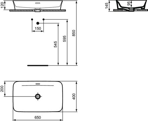 Immagine di Ideal Standard IPALYSS lavabo da appoggio 65 cm, con troppopieno, colore grigio cemento finitura opaco E1887V9
