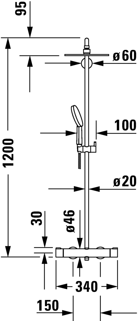Immagine di Duravit C.1 set doccia, con miscelatore termostatico, finitura cromo C14280008010