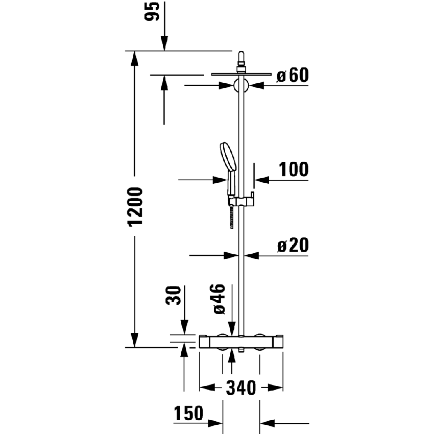 Immagine di Duravit C.1 set doccia, con miscelatore termostatico, finitura cromo C14280008010