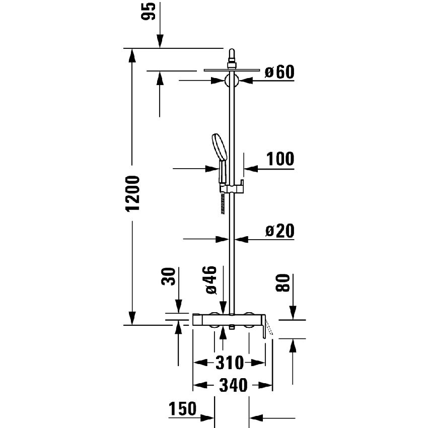 Immagine di Duravit C.1 set doccia, con miscelatore monocomando, finitura cromo C14280007010