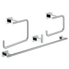 Immagine di Grohe Essentials Cube Set accessori (4 in 1) per il bagno padronale, finitura cromata, fissaggio nascosto 40778001