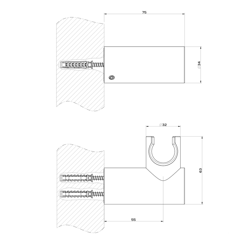 Immagine di Gessi SHOWER supporto duplex orientabile per doccetta, finitura black metal brushed PVD 58160#707