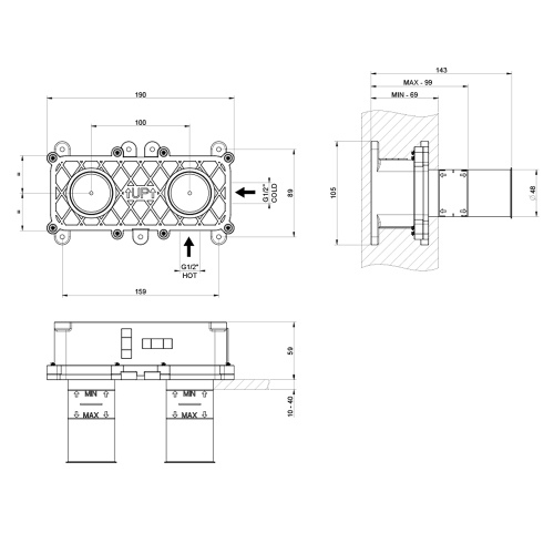 Immagine di Gessi Parte incasso per miscelatore con bocca 63397#239