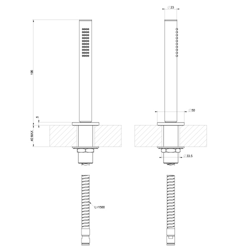 Immagine di Gessi SHOWER porta doccetta con doccetta anticalcare e flessibile, 150 cm, finitura cromo 63327#031
