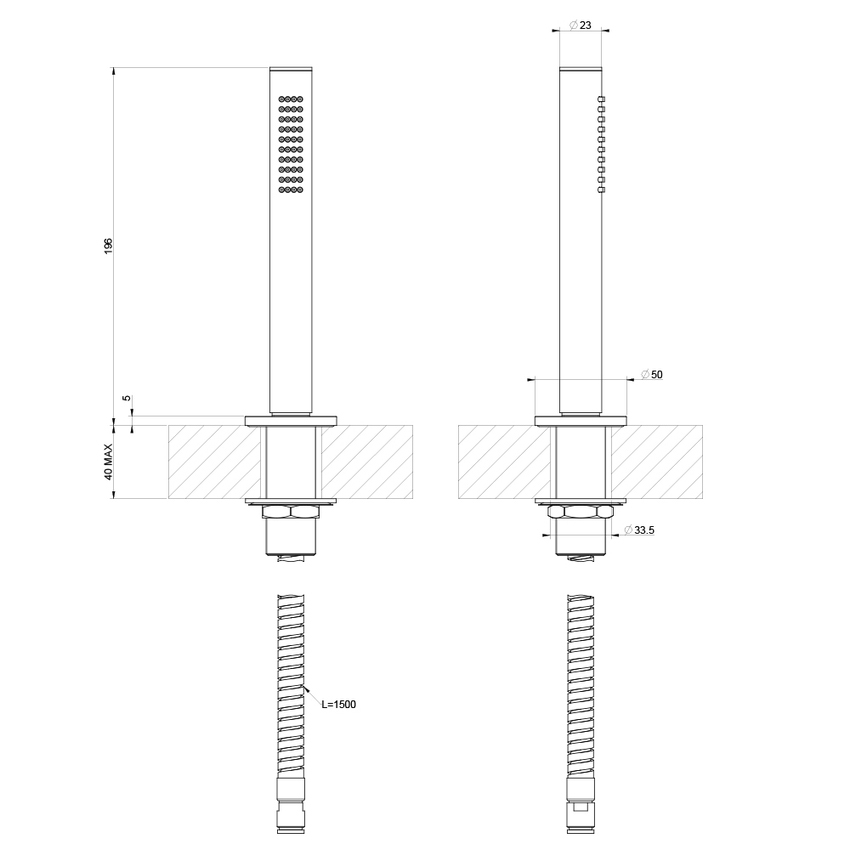 Immagine di Gessi SHOWER porta doccetta con doccetta anticalcare e flessibile, 150 cm, finitura cromo 63327#031