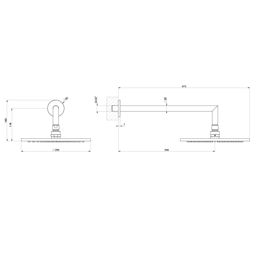 Immagine di Gessi SHOWER soffione a parete orientabile, finitura black metal brushed PVD 63348#707