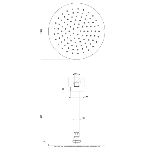 Immagine di Gessi SHOWER soffione a soffitto orientabile, finitura cromo 63352#031