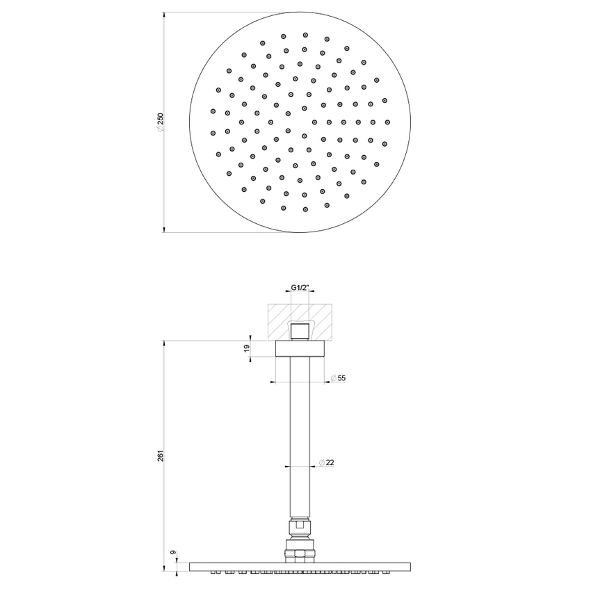 Immagine di Gessi SHOWER soffione a soffitto orientabile, finitura cromo 63352#031