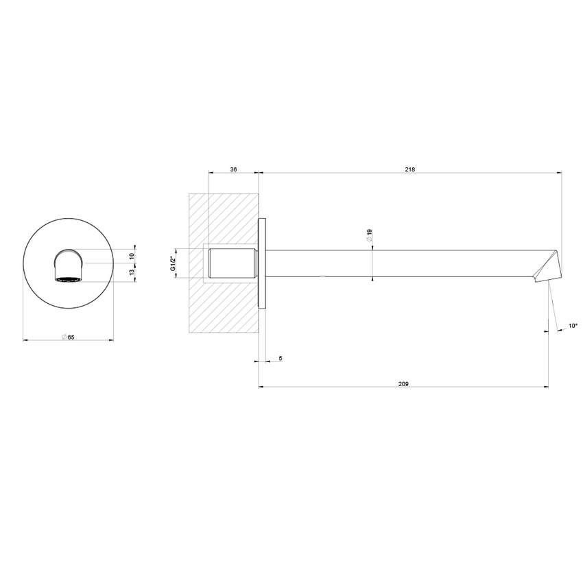Immagine di Gessi ANELLO bocca lavabo a parete, bocca P.22 cm, finitura cromo 63404#031