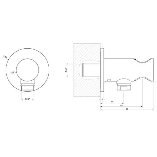 Immagine di Gessi SHOWER presa acqua con supporto doccetta, finitura cromo 63461#031