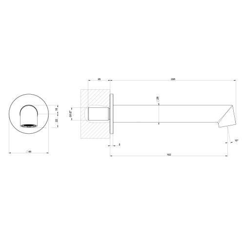 Immagine di Gessi SHOWER bocca vasca a parete, finitura finox 63603#149