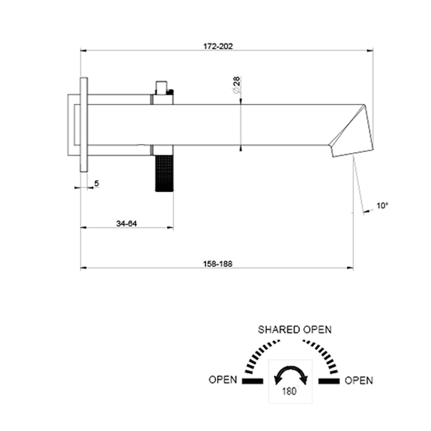 Immagine di Gessi ANELLO miscelatore per vasca, a parete, 2 uscite, finitura black metal brushed PVD 63342#707