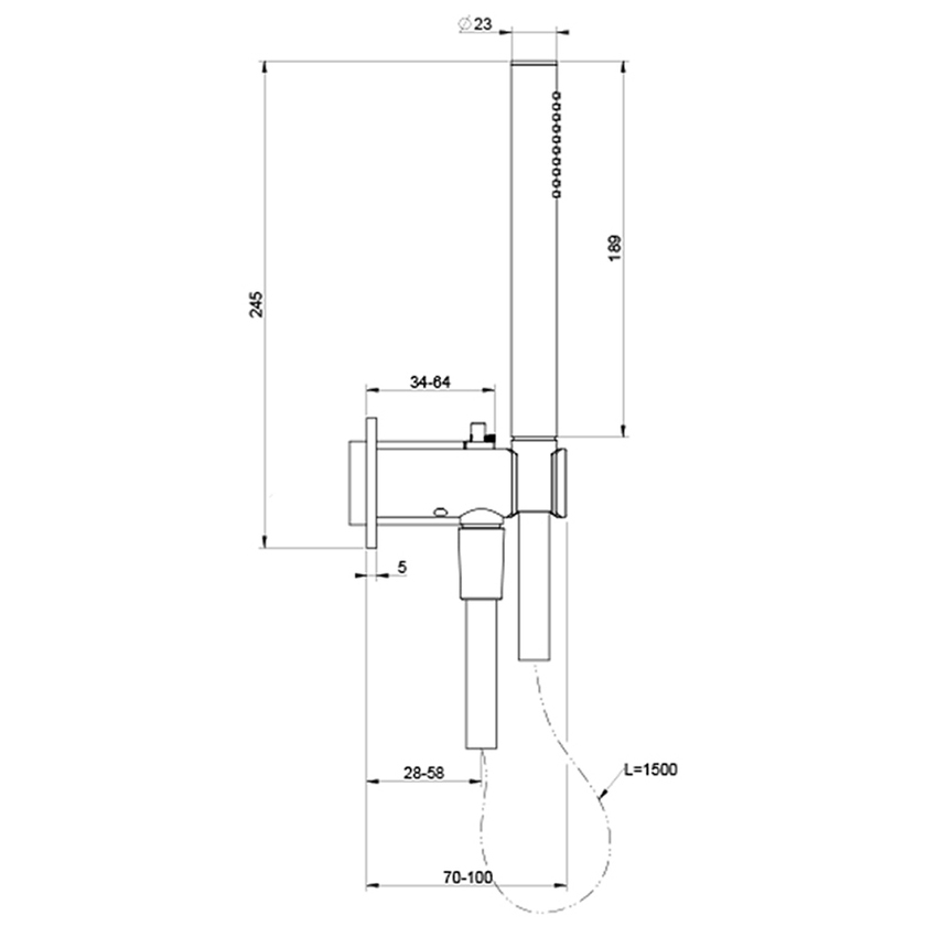 Immagine di Gessi ANELLO miscelatore doccia, a parete, 2 uscite con deviatore, presa acqua e supporto doccetta, senza corpo incasso, finitura cromo 63343#031