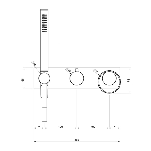 Immagine di Gessi ANELLO miscelatore doccia, a parete, 2 uscite con deviatore, presa acqua e supporto doccetta, senza corpo incasso, finitura cromo 63343#031