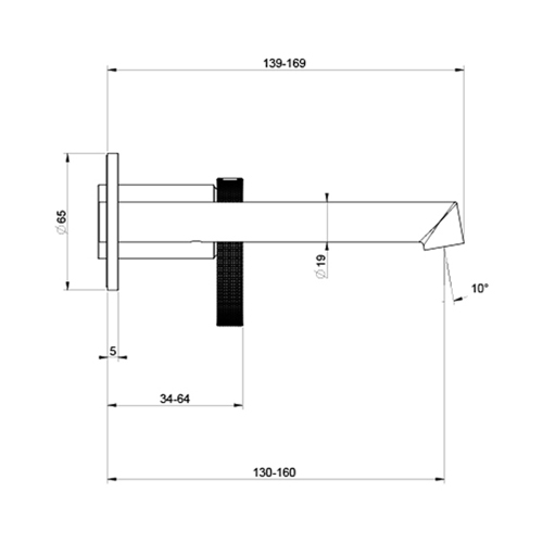 Immagine di Gessi ANELLO miscelatore lavabo a parete P.17 cm, senza scarico, finitura copper brushed PVD 63381#708