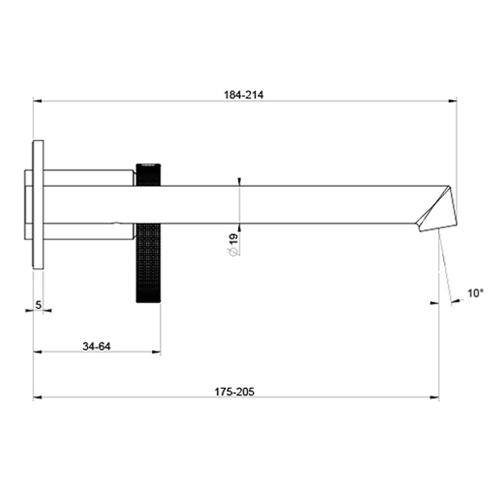 Immagine di Gessi ANELLO miscelatore lavabo a parete P.21 cm, senza scarico, finitura black metal brushed PVD 63389#707