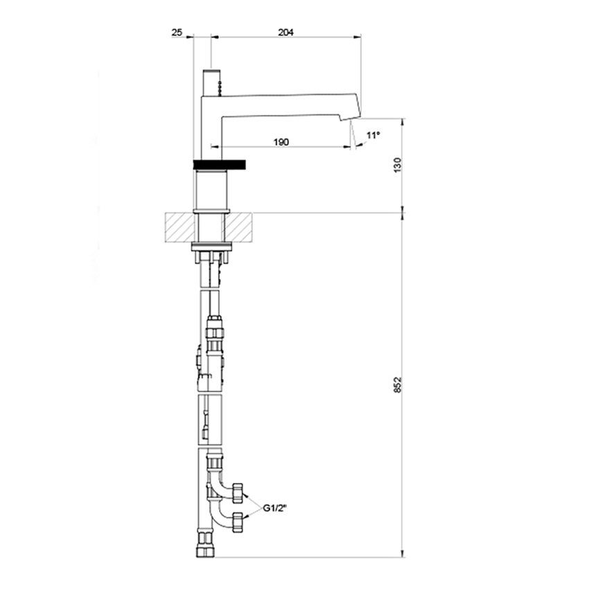 Immagine di Gessi ANELLO gruppo bordo vasca 4 fori con bocca di erogazione, deviatore, flessibile 150 cm e doccetta anticalcare, finitura cromo 63337#031