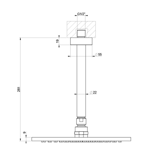 Immagine di Gessi SHOWER soffione a soffitto orientabile, finitura cromo 63452#031