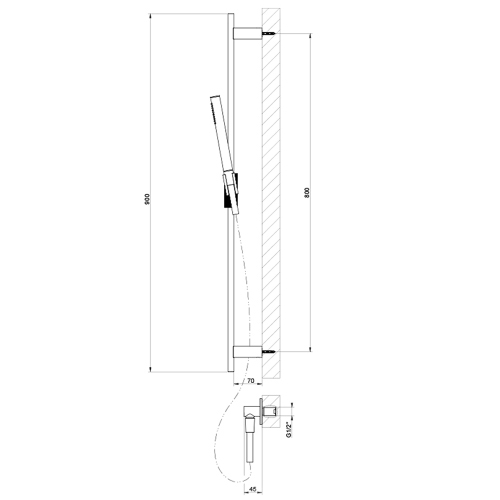 Immagine di Gessi ANELLO asta saliscendi con presa acqua, doccetta anticalcare e flessibile 150 cm, finitura cromo 63482#031