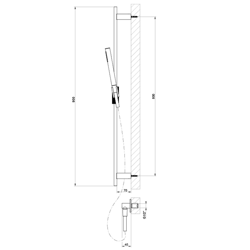 Immagine di Gessi ANELLO asta saliscendi con presa acqua, doccetta anticalcare e flessibile 150 cm, finitura cromo 63482#031