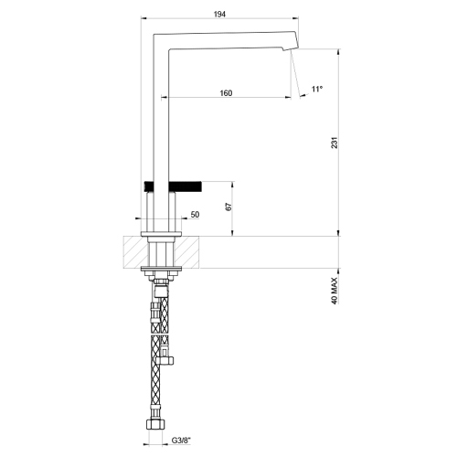 Immagine di Gessi ANELLO miscelatore lavabo H.25 cm, con scarico e flessibili di collegamento, finitura cromo 63316#031
