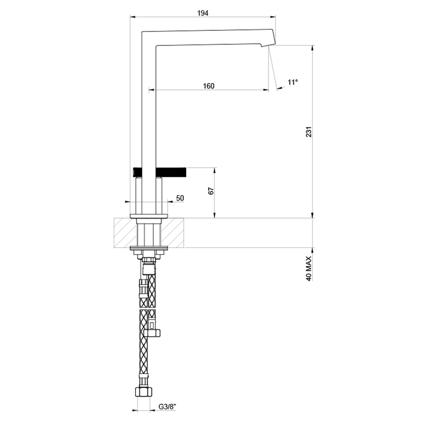 Immagine di Gessi ANELLO miscelatore lavabo H.25 cm, con scarico e flessibili di collegamento, finitura cromo 63316#031