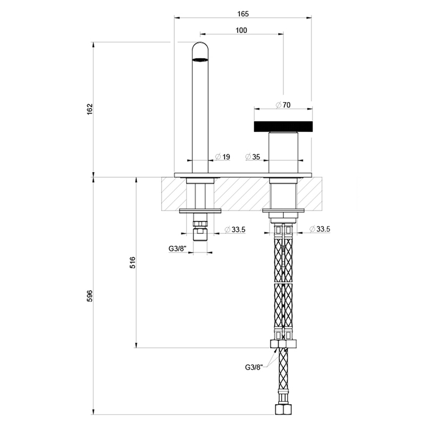 Immagine di Gessi ANELLO miscelatore lavabo H.16 cm, senza scarico, con flessibili di collegamento, finitura cromo 63315#031