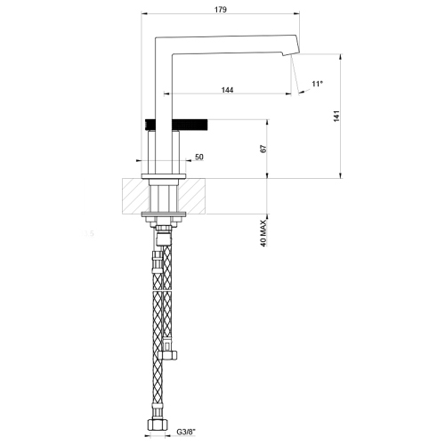 Immagine di Gessi ANELLO miscelatore lavabo H.16 cm, senza scarico, con flessibili di collegamento, finitura cromo 63315#031