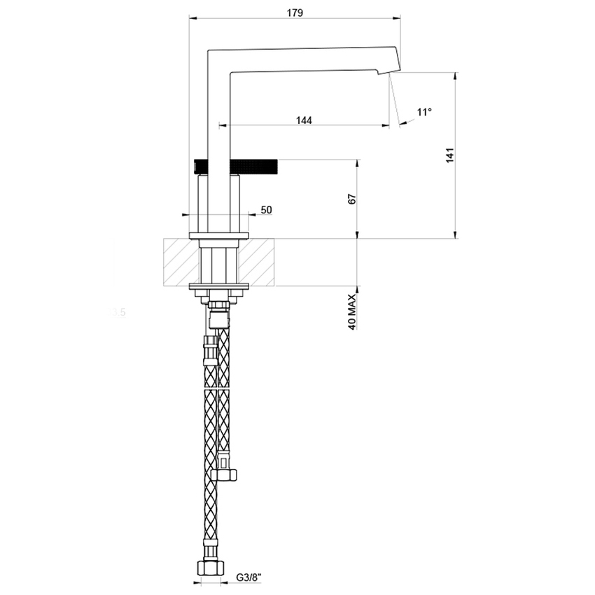 Immagine di Gessi ANELLO miscelatore lavabo H.16 cm, senza scarico, con flessibili di collegamento, finitura cromo 63315#031