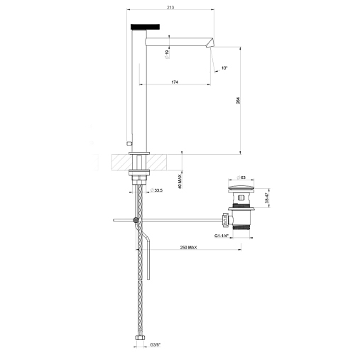 Immagine di Gessi ANELLO miscelatore lavabo H.32 cm, con scarico e flessibili di collegamento, finitura cromo 63305#031