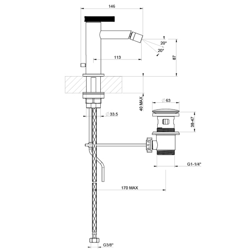 Immagine di Gessi ANELLO miscelatore bidet con flessibili di collegamento, finitura aged bronze 63307#187