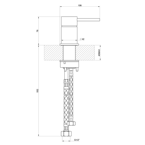 Immagine di Gessi 316 FLESSA comando remoto per lavabo, colore nero finitura opaco 54005#299