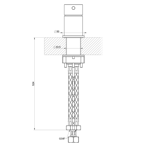 Immagine di Gessi 316 FLESSA comando remoto per lavabo, colore nero finitura opaco 54005#299